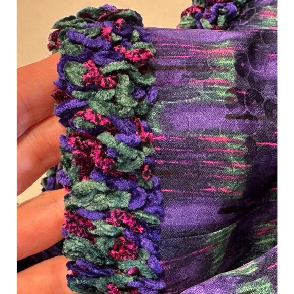 Vintage Anne Crimmins UMI Collections Size 4 100% Silk Blazer Artsy Shaggy Trim - Picture 11 of 11